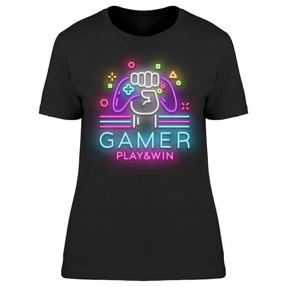 Gamer Play And Win T-Shirt Women -Image by Shutterstock, Female Small