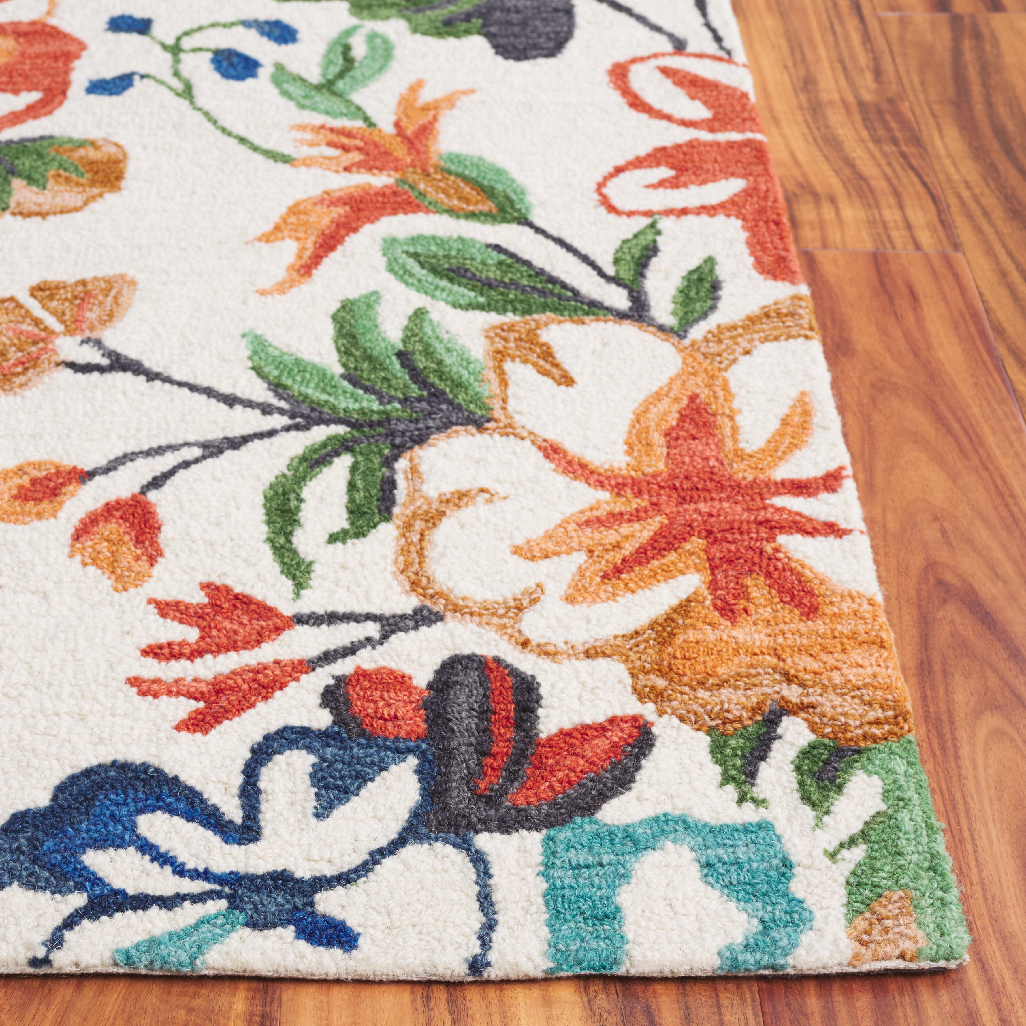 SAFAVIEH Jardin Dorian Floral Area Rug, Ivory/Orange, 3' x 5'