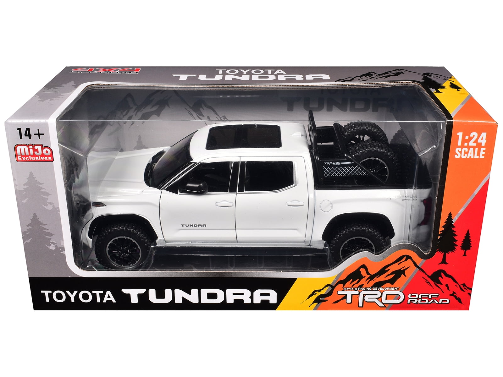 2023 Toyota Tundra TRD 4x4 Pickup Truck White Metallic with Sunroof and Wheel Rack 1/24 Die Cast Model Car