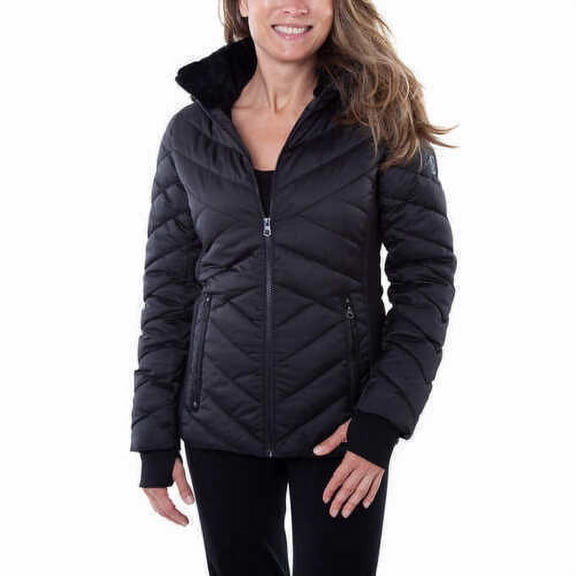 Nautica Women's Water Resistant Puffer Lightweight Full Zip Jacket, Black, L