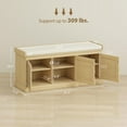 thumbnail image 6 of Demi Bonn 41" Shoe Storage Bench with Rattan Design , Adjustable Shelves & Cushion Comfort, Entryway Organizer for Home Decorators, Oak, 6 of 7