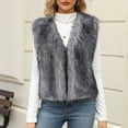 thumbnail image 6 of ClodeEU Women's Winter Warm Sleeveless Vest ,Cozy Short Loose Faux Fur Waistcoat Jacket Dark Gray,Womens Plus XXXL, 6 of 6