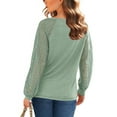 thumbnail image 5 of UVN Blouses for Women Dressy Lace Long Sleeve Shirts Fall Casual V Neck Tunic Tops, 5 of 9