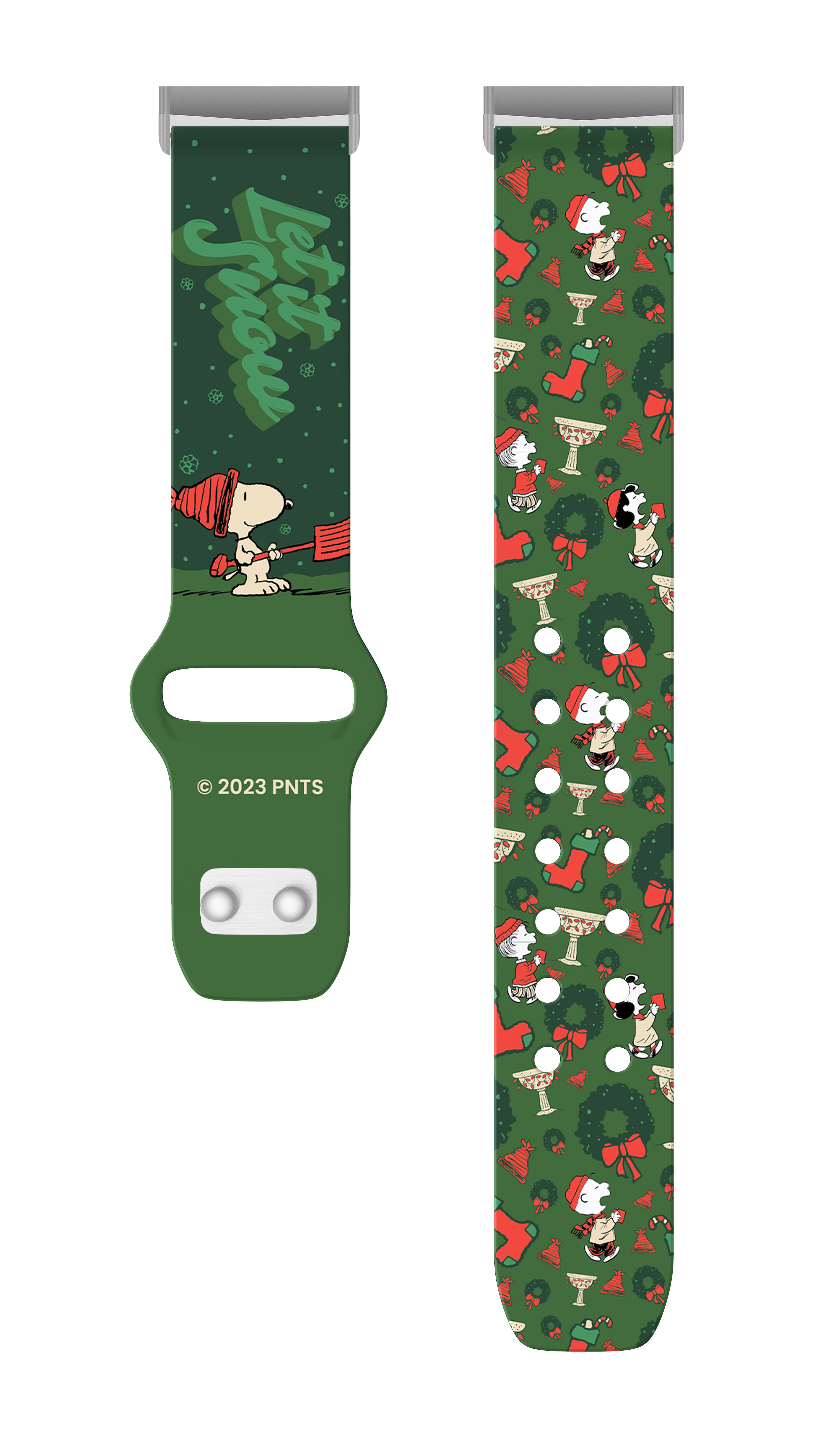 Peanuts Holiday Happiness HD Unisex Watch Band Compatible with FitBit Versa 3 & Sense (20mm Short Let It Snow) by Affinity Bands