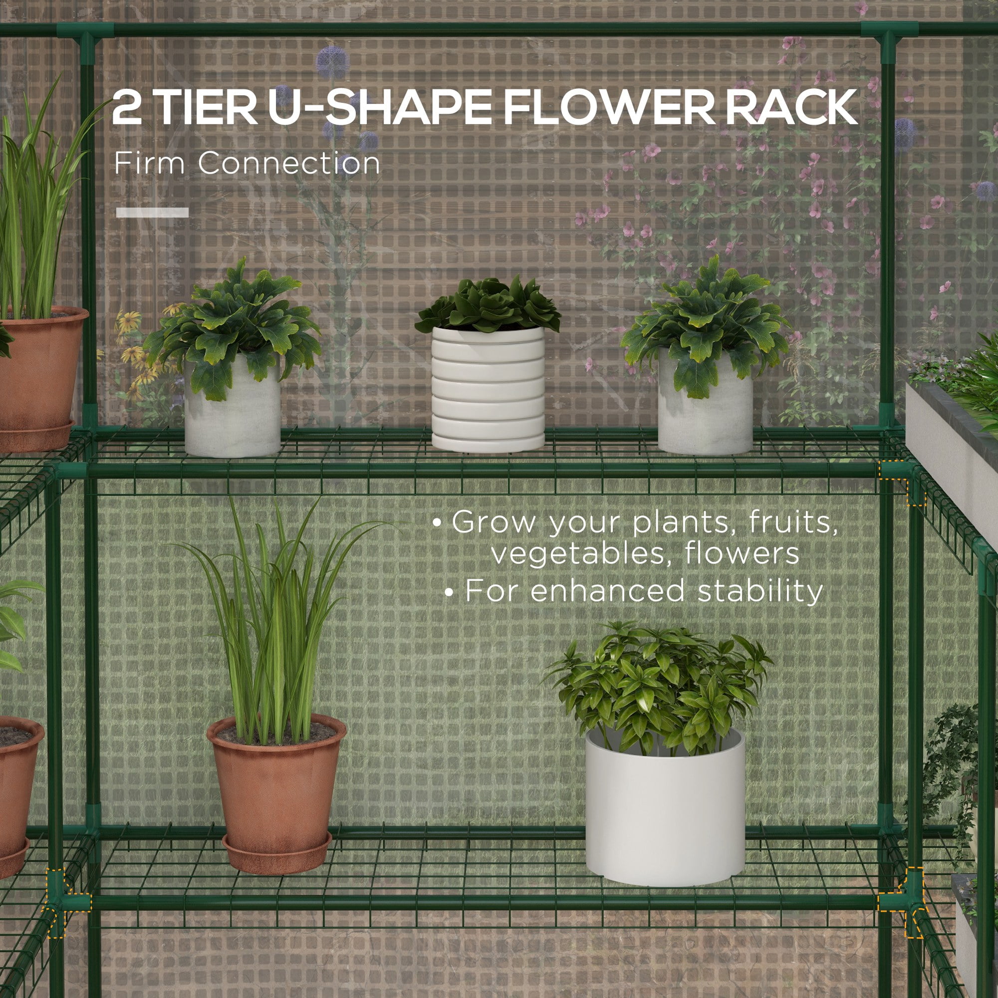 Outsunny 4.6' x 4.7' Small Portable Walk-In Greenhouse w/ Shelves, White