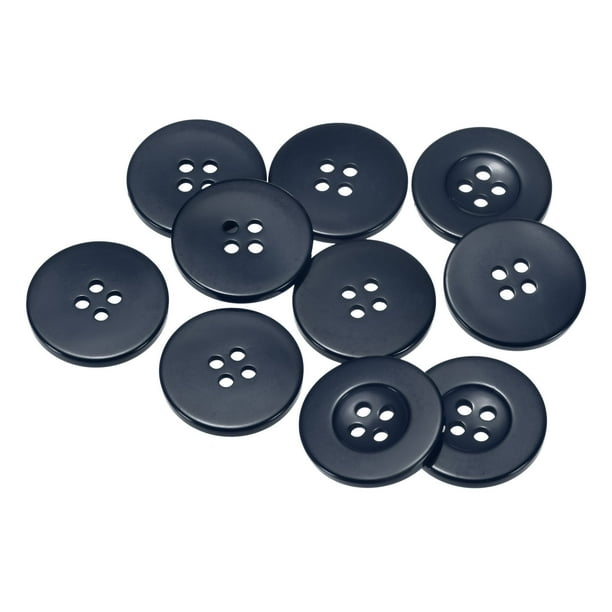 Botones de Coser de Resina Uxcell Redondos Planos de 4 Agujeros para Hacer Tarjetas y Scrapbooking 10 Piezas Azul Marino 25mm