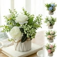 thumbnail image 7 of Faux Flowers with Vase,Artificial Silk Roses in Vase, Fake Plant Eucalyptus Flower Arrangement for Home Office Farmhouse Bathroom Dining Table Centerpiece Decorations Coffee Table Decor ( Pink), 7 of 7