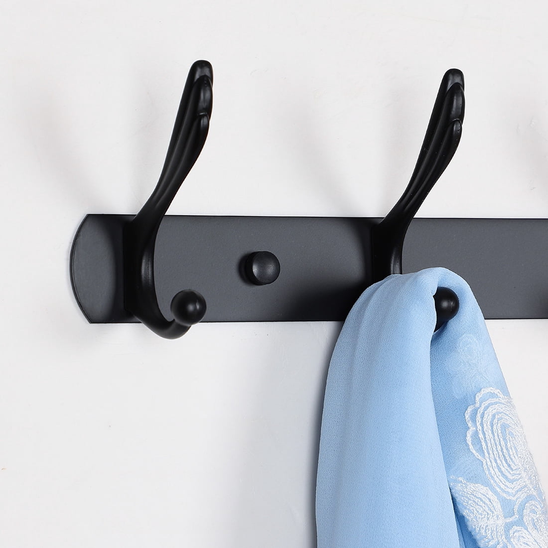 Unique Bargains Home Bedroom Wall Hook Zinc Alloy Hooks DIY Coat Towel Holder Black 5-Hook