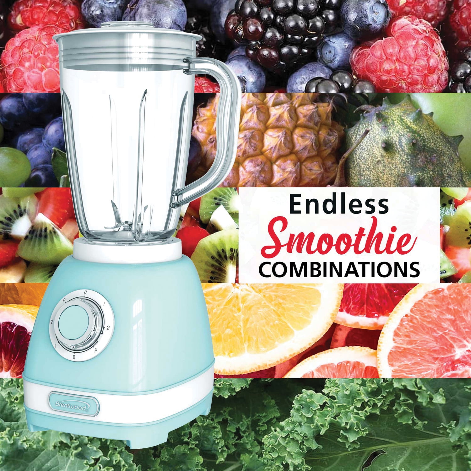 Brentwood 350 W 50 oz 2-Speed Retro Blender, Blue