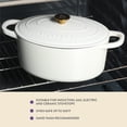 thumbnail image 4 of Crock Pot Artisan Olla holandesa ovalada de hierro fundido de 7 cuartos con tapa - Blanco lino con perilla dorada, 4 of 5