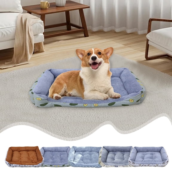 CuiLiyq Washing Machine Washable Dog Bed, Soft Plush Rectangle Sleeping Pet Mat for Small Medium Dogs Cats Puppy, Comfortable Couch Sofa Bedroom Indoor Use (17.7" x 11.8", A)