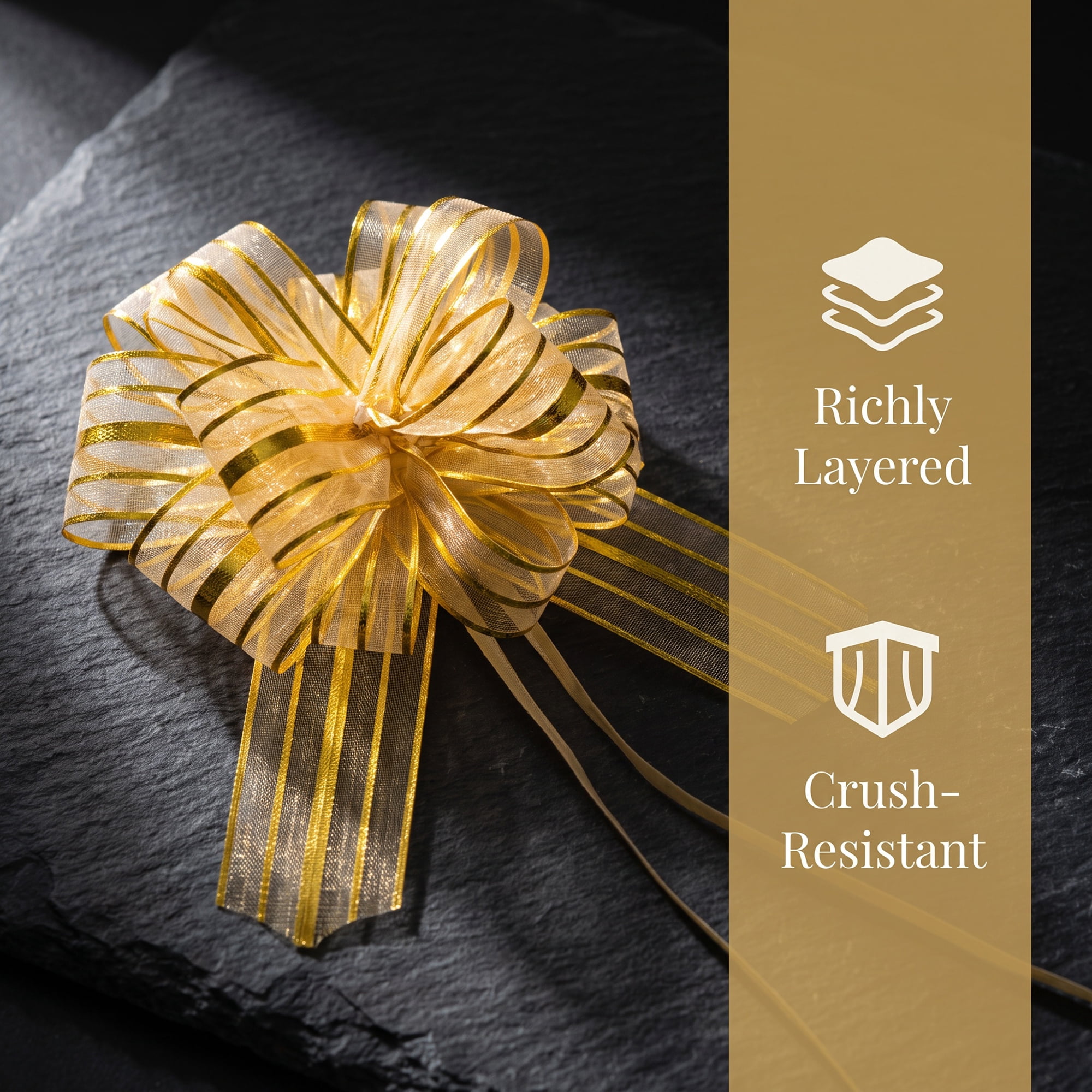 Unique Bargains Crush-Resistant Ribbon Bow for Birthday and Special Occasions Gold