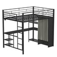 thumbnail image 2 of Ktaxon Queen Loft Bed with Wardrobe, Bunk Bed Frame with Desk and LED Light, Black, 2 of 7