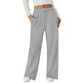 thumbnail image 2 of MOSHU Sweatpants for Women Straight Leg Elastic Waist Spring Fall Pants Casual Lounge Pants Womens Sweatpants with Pockets, 2 of 10