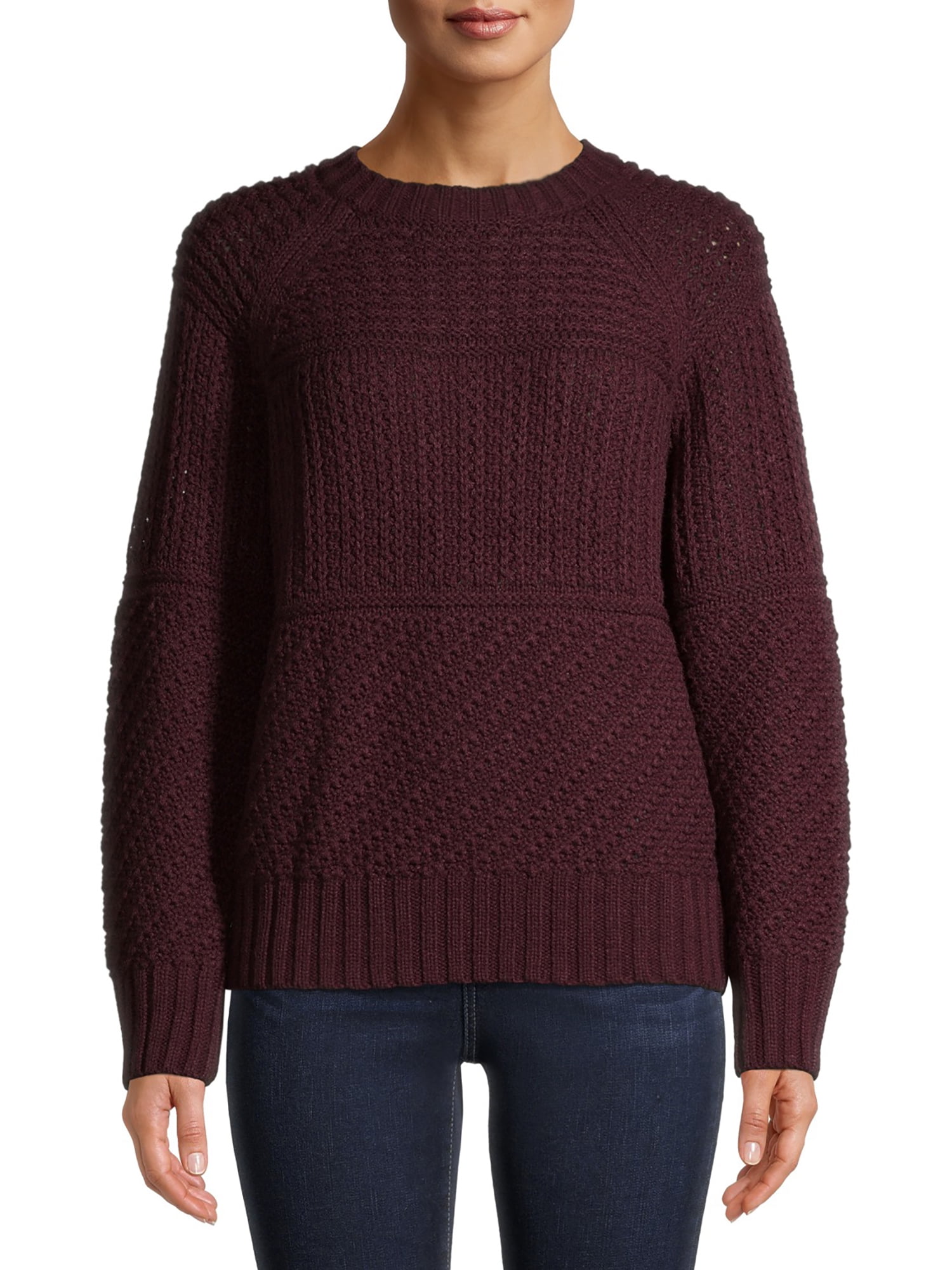 Time and Tru Women's Mixed Stitch Sweater - Walmart.com