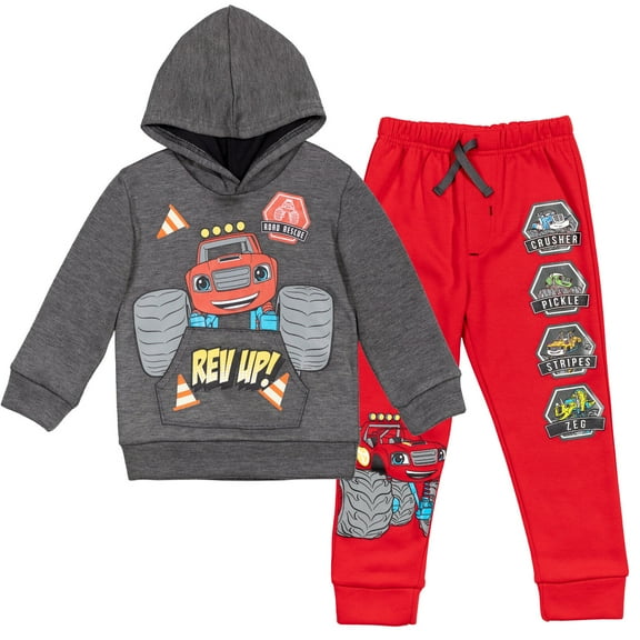 Blaze and the Monster Machines Blaze Zeg Stripes Little Boys Fleece Pullover Hoodie and Jogger Pants Outfit Set Toddler to Big Kid