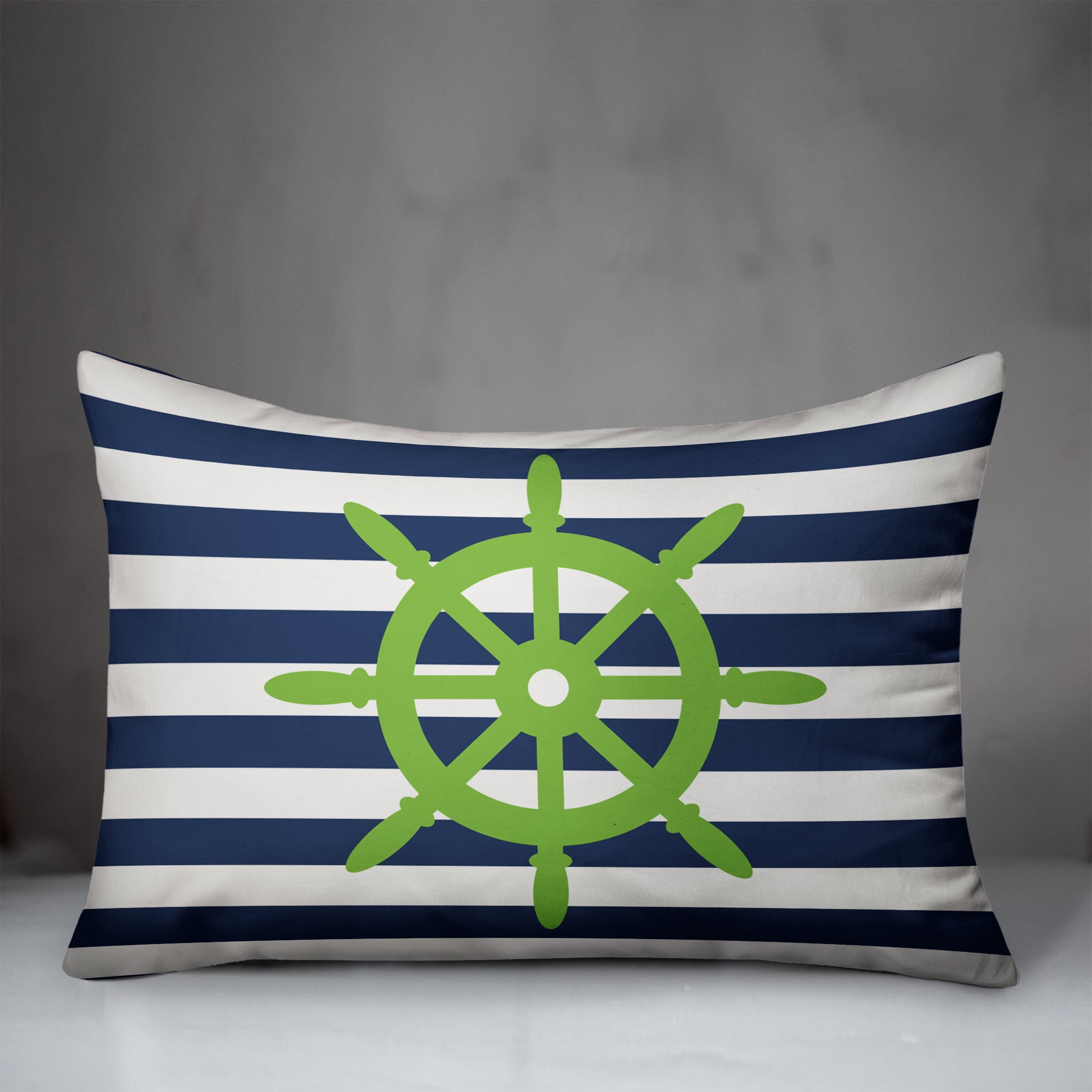 Creative Products Nautical Ships Wheel Green 14x20 Indoor / Outdoor Pillow