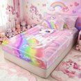 thumbnail image 2 of Erosebridal Cartoon Stars Unicorn Zipper Twin Comforter Sets with Fitted Sheet and 2 Pillowcases for Girls, Rainbow Love Heart Print Zipper Bedding Set, Stars Reversible, 4pcs, 2 of 7