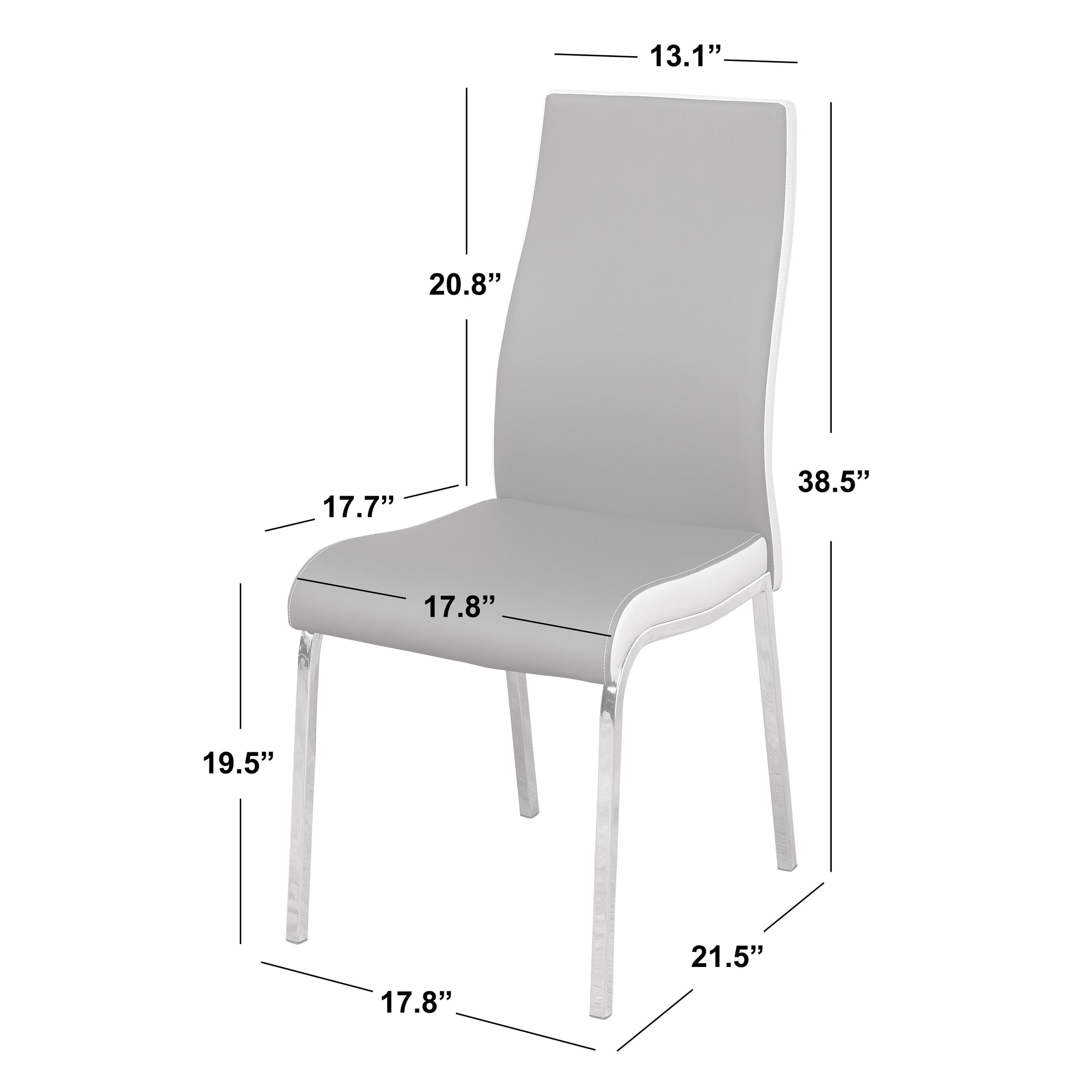 Simple Living Nora Dining Chairs Set of 2, Gray/White Chrome Finish