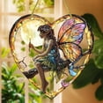 thumbnail image 2 of Heart-Shaped Stained Glass Suncatcher, Fairy Design, Acrylic, Window Hanging Decor, For Home/Holiday/Christmas, Unique Gift, 2 of 6