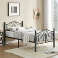 thumbnail image 2 of VECELO Metal Bed Frame, Mattress Foundation with Victorian Headboard and Footboard, Heavy Duty/Easy Set Up, Twin Size, Black, 2 of 7
