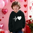 thumbnail image 2 of Kids Valentine Hoodies Long Sleeve Festival Print Pullover Tops Casual Loose Holiday Hooded Sweatshirts (7 Years, Black-J), 2 of 8