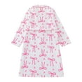 thumbnail image 3 of NAFUU Women's Robes Cute Bow Print Fleece Bathrobe Soft Flannel Winter Robe Lightweight Warm Bathrobes Sleepwear Robes With Pockets Nightwear Fashion Sleepwear, 3 of 9