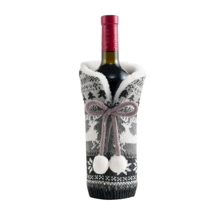 

Two Bottle Bag Purse Insulated Bottle Holiday Decoration Home Knitted Woolen Ball Set Atmosphere Supplies Christmas Set Home Decor Glasses