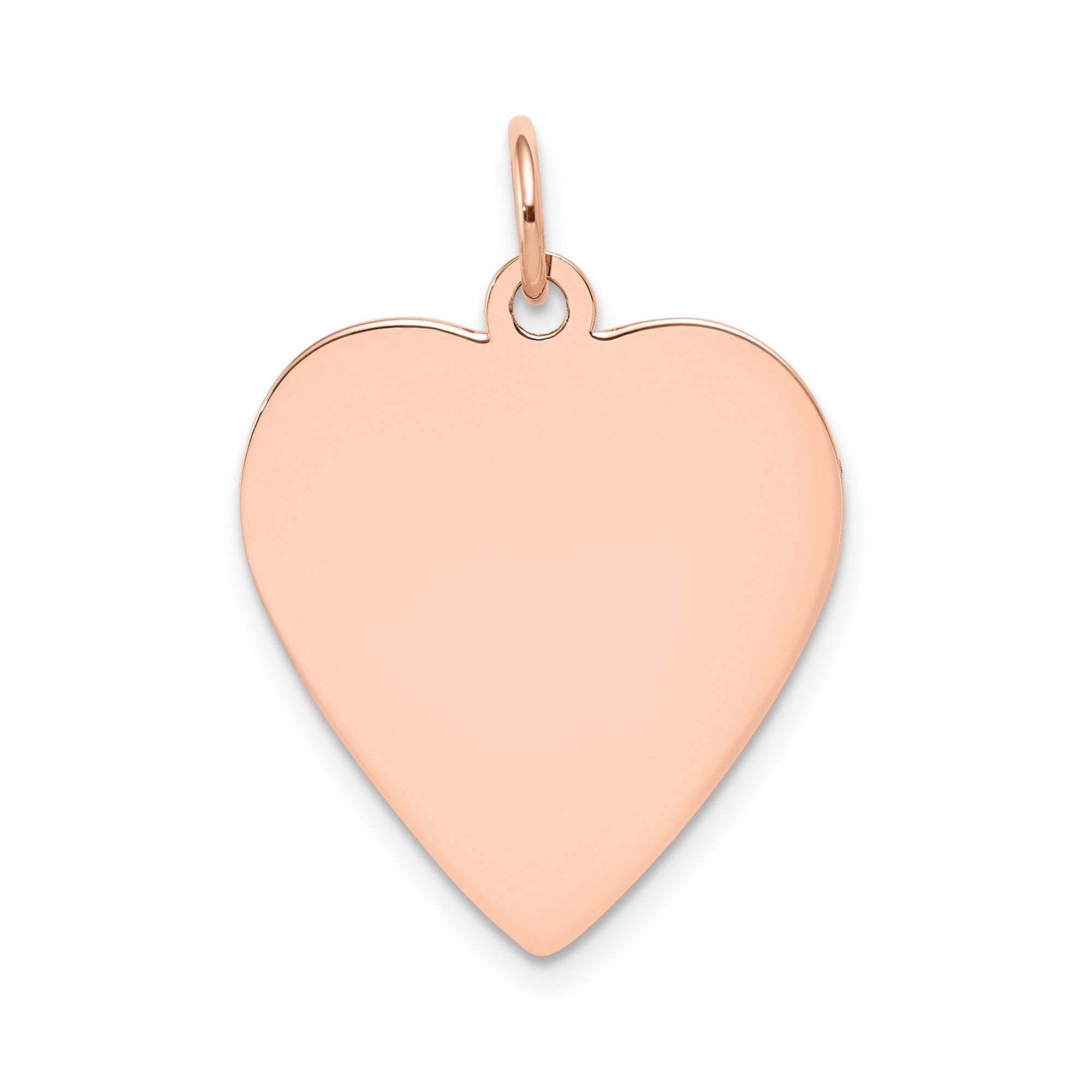 14k Rose Gold Heart Pendant Charm, Engravable Polished Personalized Jewelry