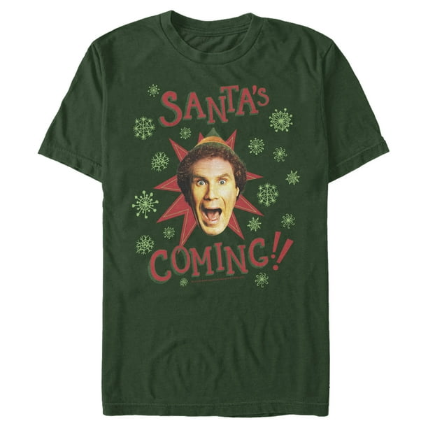e.l.f. Cosmetics Men's Elf Buddy Santa's Coming Graphic Tee Dark