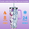 thumbnail image 6 of 40 Oz Tumbler With Handle 40oz Purple Butterfly Tumbler With Lid Straw Double Insulated Travel Coffee Mug Butterfly Gifts For Women, 6 of 6