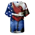 thumbnail image 5 of BRGZLK Women's Independence Day Plus Size Tops Classic American Flag Print Tees Loose V Neck Short Sleeve Blouse T-Shirt Red XXXXL, 5 of 5