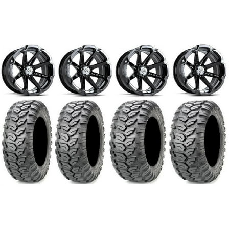 MSA Black Diesel 14" UTV Wheels 26" Ceros Tires Kawasaki Mule Pro FXT
