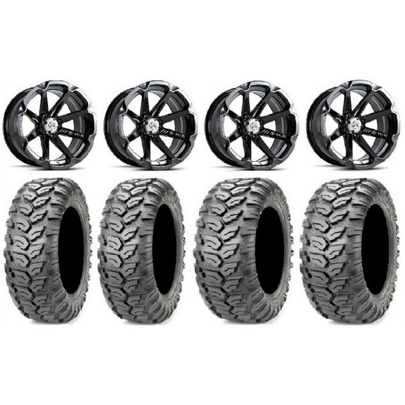 MSA Black Diesel 14" UTV Wheels 26" Ceros Tires Kawasaki Mule Pro FXT