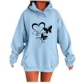 thumbnail image 2 of EchfiProm Womens Hooded Sweatshirts with Pockets Floral Hoodies Cute Pullover Oversized Blue Long Sleeve Tunic Tops for Ladies, 2 of 4
