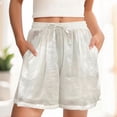 thumbnail image 5 of Women Bermuda Shorts Breathable Linen Shorts Womens Drawstring Elastic Waist Flowy Boho Shorts with Pockets Loose Fitting for Summer Beach Casual Wear White XXL, 5 of 5