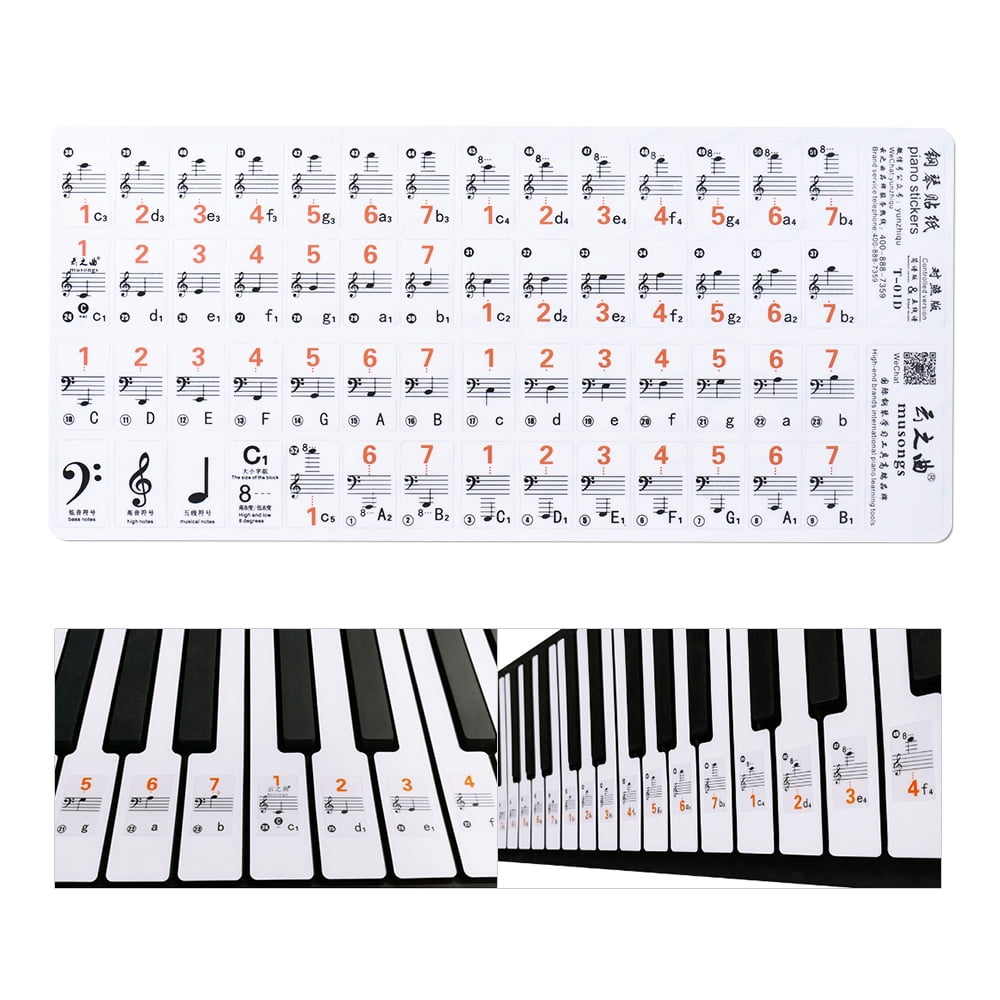 76 61 88 Keys Piano Stickers Keyboard Music Note Chart Removable Decal 49 