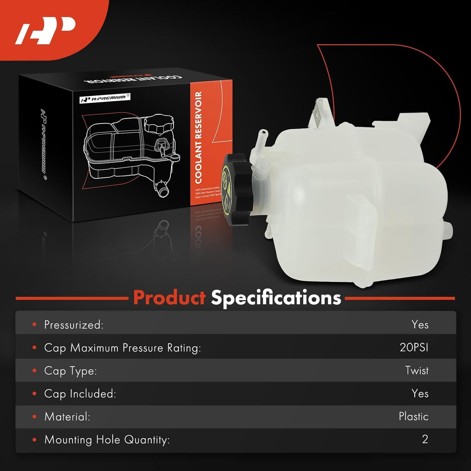 A-Premium Front Engine Coolant Expansion Reservoir Tank With Cap Compatible with Chevrolet Spark 2013 2014 2015 1.2L