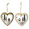 thumbnail image 1 of Santa and Snowmen Wooden Heart Cut-Out Christmas Ornaments, 3-1/2-Inch, 2-Piece, 1 of 3