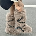 thumbnail image 3 of Women's Winter Fluffy Mongolian Faux Fur Mid-Calf Snow Boots with Belt Decoration Plush Furry Boots, 3 of 5