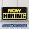 thumbnail image 3 of Now Hiring 13 oz Heavy Duty Vinyl Banner Outdoor/Indoor Help Wanted Sign for Business, Storefront, Advertising, Multiple Sizes & Colors Single-Sided with Metal Grommets (5x1.5 Ft, Black & Yellow), 3 of 6