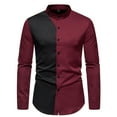 thumbnail image 2 of KIHOUT Chemises à Manches Longues pour Hommes Mode Décontractée Patchwork à Carreaux Col Rabattu Chemise à Boutons Blouse WE/L2, 2 of 4