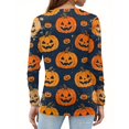 thumbnail image 5 of Women's Halloween T-Shirt Plus Size V-Neck 3/4 Sleeve Top, Witchy Print Halloween Blouse Fall Party and Casual Outfit 02-Yellow 2XL, 5 of 5