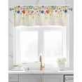 thumbnail image 2 of Abstract Boho Floral Linen Curtain Valance for Bedroom/Bathroom/Kitchen/Office/Living/Dining Room Windows,Bohemia Colorful Mandala Leaves Rod Pocket Topper Drapes Decorative Cafe Drapery Panel 42x18, 2 of 6