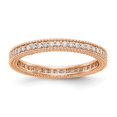 thumbnail image 2 of 14k Rose Gold Round Diamond Eternity Wedding Band Milgrain Edge Ring Size 4.5 - 1/3 Ct., 2 of 5