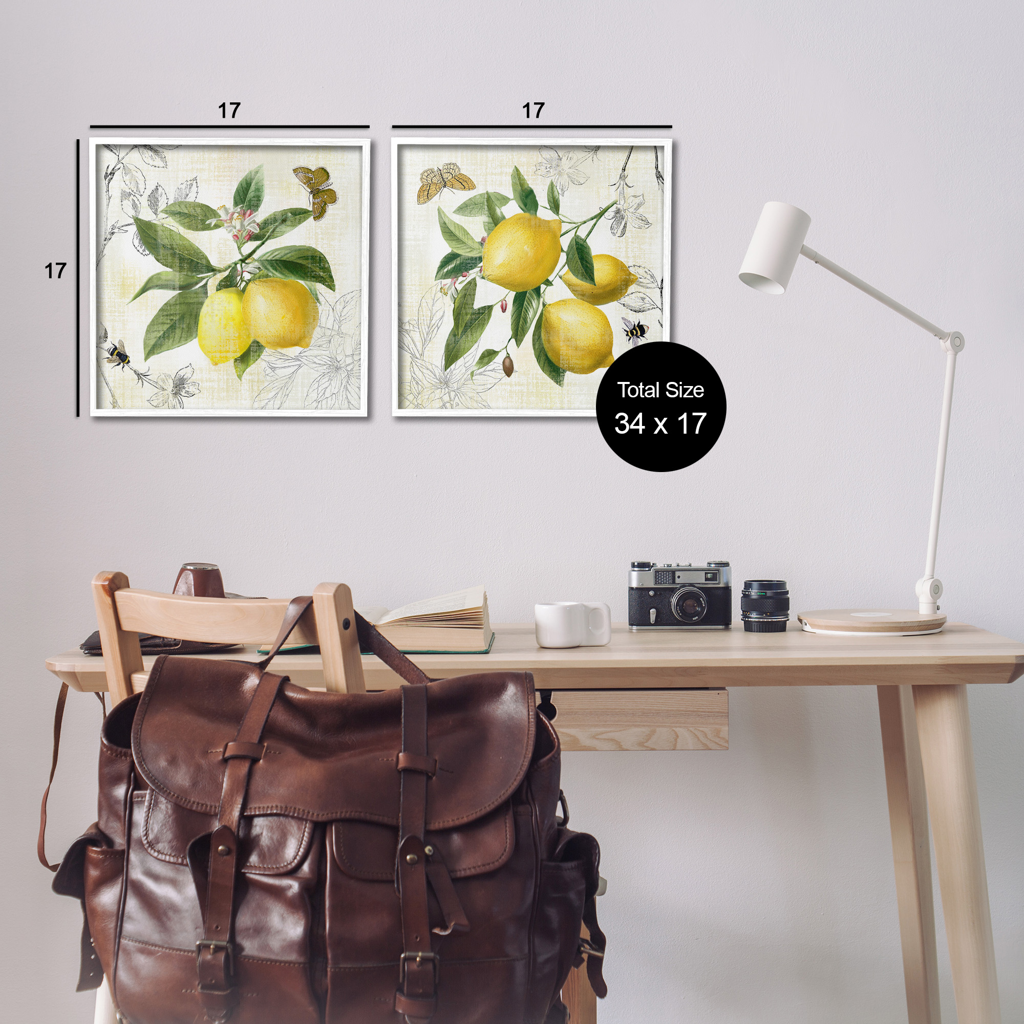 Stupell Industries Distressed Country Lemons Food & Beverage Painting White Framed Art Print Wall Art, 17 x 17, Set of 2