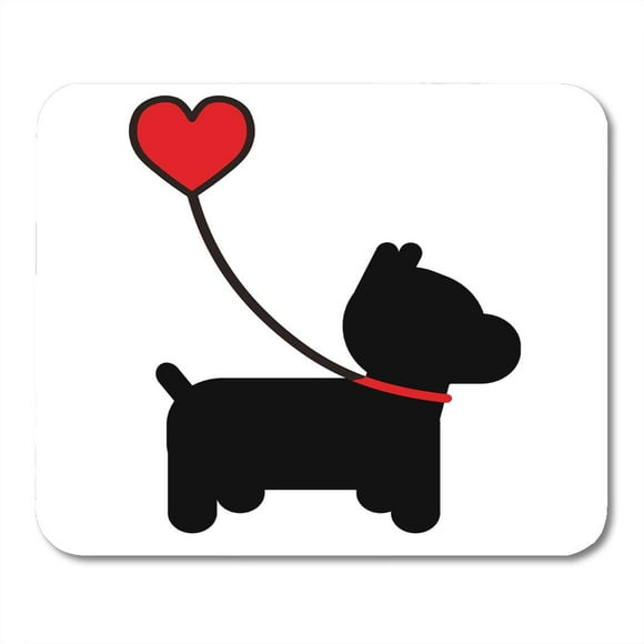 POGLIP Westie Silhouette of Little Black Dog on Leash That Has Heart for Handle Mousepad Mouse Pad Mouse Mat 9x10 inch