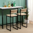 thumbnail image 4 of YIQMI Rattan Counter Height Bar Stools with Cane Backs and Wood Saddle Seats, Black/Wood (Set of 2), 4 of 7
