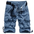 thumbnail image 2 of HOOMEUMY Men's Summer Cargo Shorts Straight Fit Multi-Pocket Bermuda Shorts with Drawstring Blue 6, 2 of 6