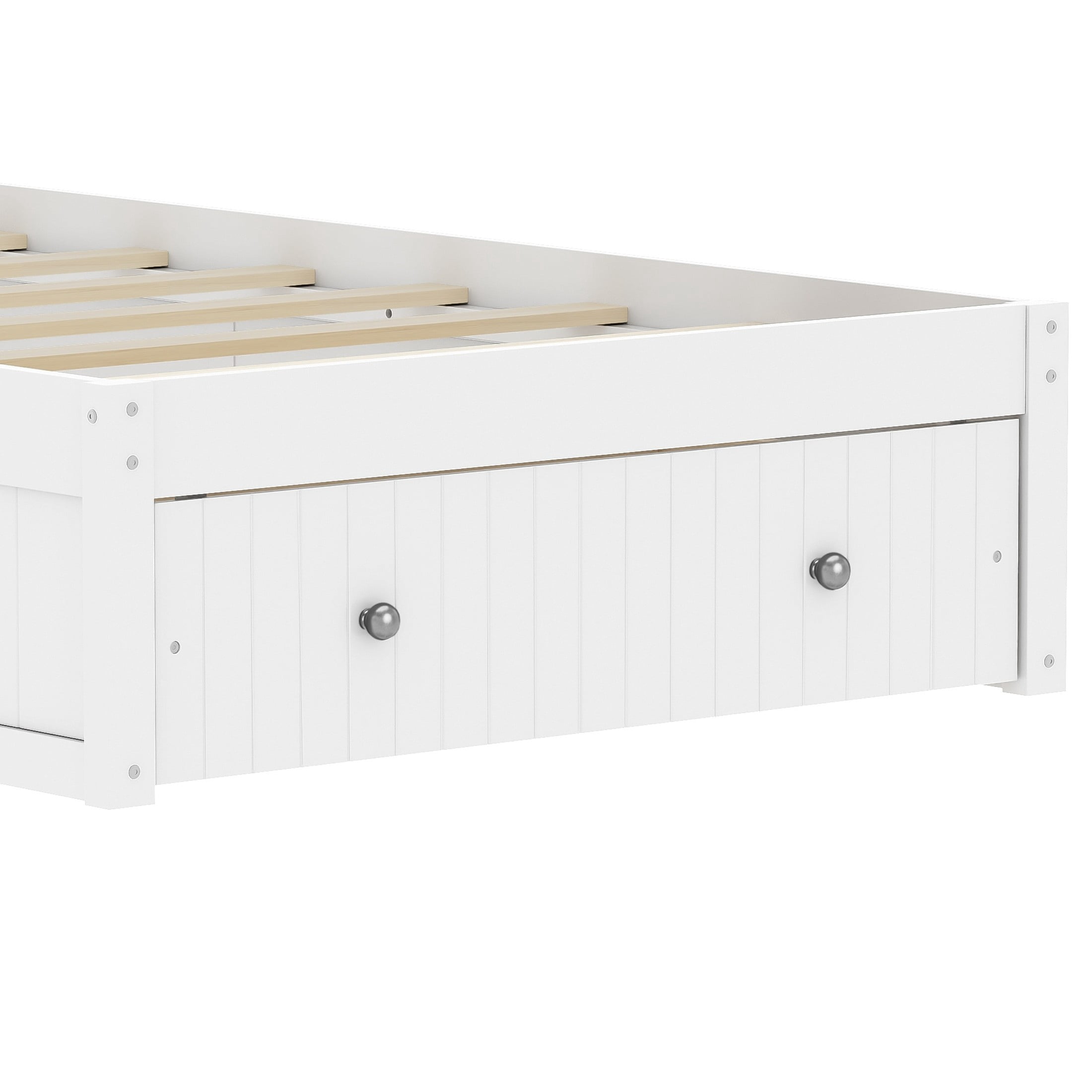 Noble House Oaklin Twin Modern Platform Bed with Integrated Desk & Storage Drawers, Space-Saving Furniture, White